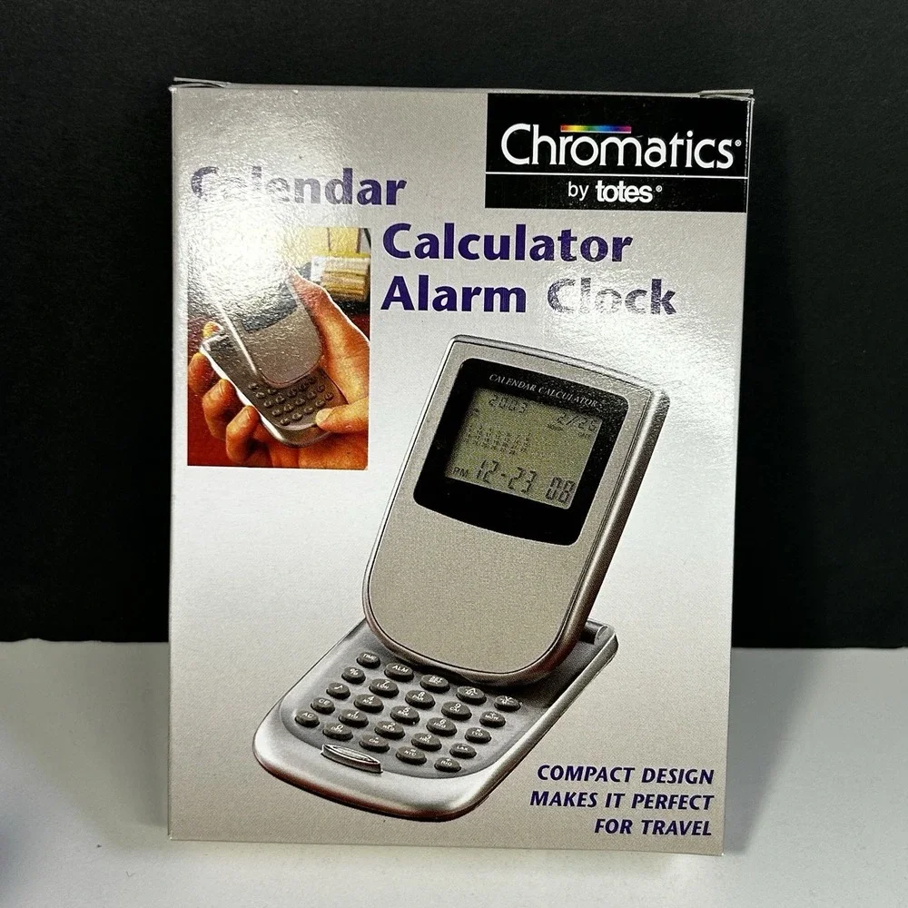 Chromatics by Totes Calendar Calculator Alarm Clock Travel Desk NEW NOS